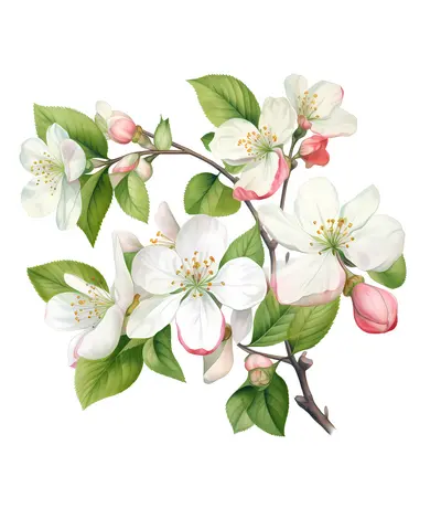Beautiful white flowers with green leaves