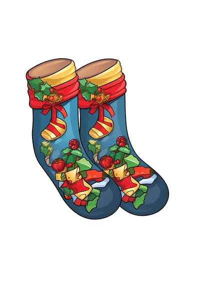 Pair of Christmas Stockings with Holiday Decor