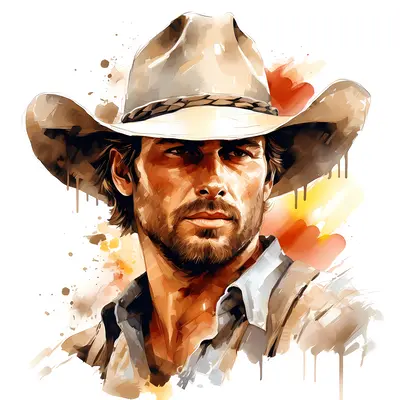 Rugged Cowboy in Watercolor Style