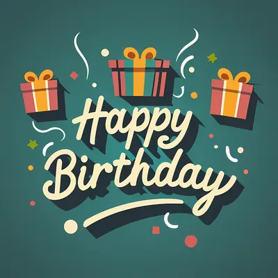 Illustrated Gift Boxes with Happy Birthday Text