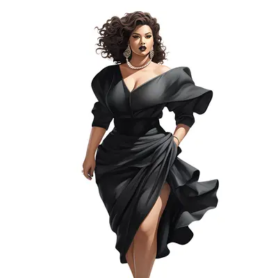 Sophisticated Woman in Black Dress