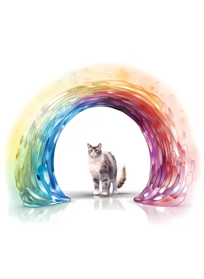 Cat Standing Under Rainbow Arch