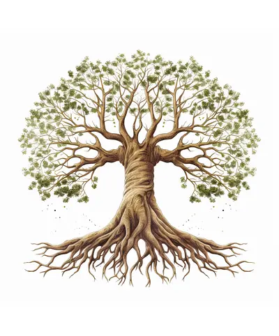 Beautiful Tree with Roots and Branches