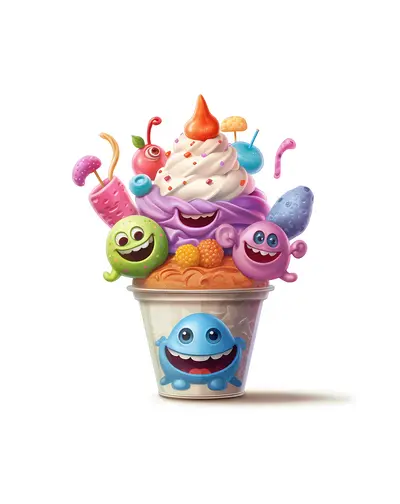 Fun and Colorful Cartoon Ice Cream Cup