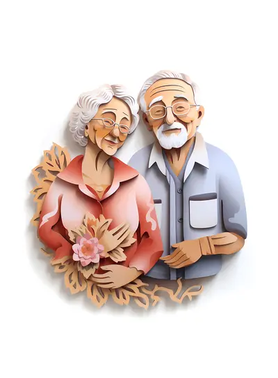 Paper Art of Elderly Couple for Grandparents Day