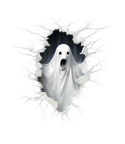 Scary Ghost Breaking Through Wall for Halloween