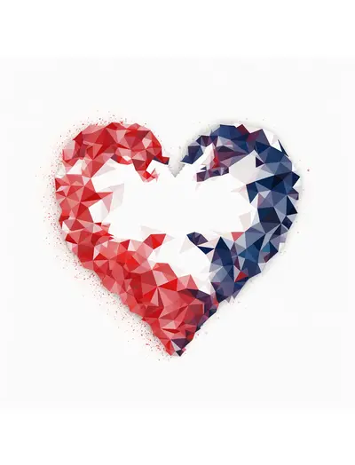 Geometric Heart in Red and Blue