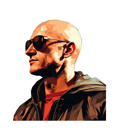 Profile of Bald Man with Sunglasses