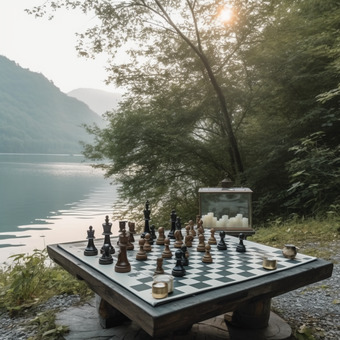 Wallpaper Chess Pieces on Wooden Table During Sunset, Background - Download  Free Image